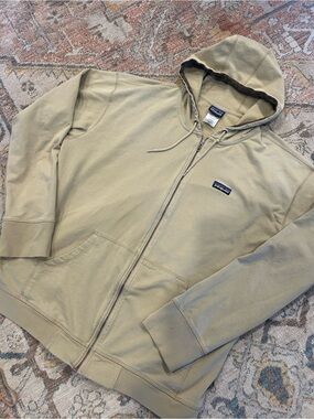 Patagonia Khaki Full-Zip Hoodie with Logo Patch